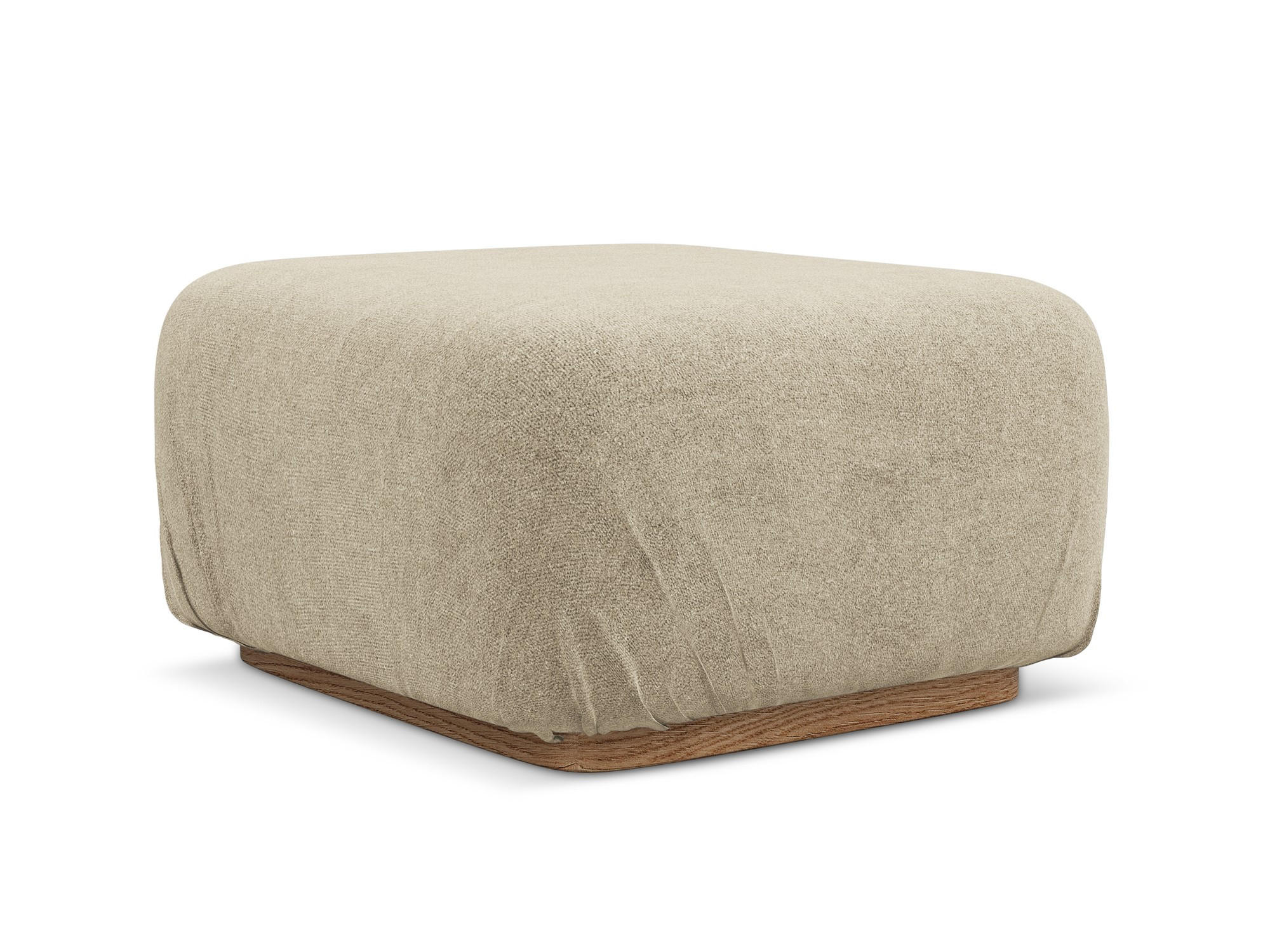 POUF Bouclé Stoff Beige - Beige/Braun, Holz/Textil (83/95/41cm) - Makamii