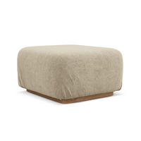 POUF Bouclé Stoff Beige - Beige/Braun, Holz/Textil (83/95/41cm) - Makamii