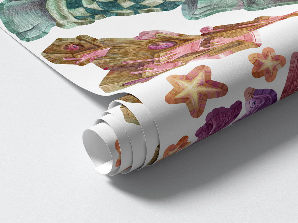 WANDAUFKLEBER 60x83cm - Pastellfarbene Tiere - Multicolor, Kunststoff (60/83/0.1cm) - Wallfluent