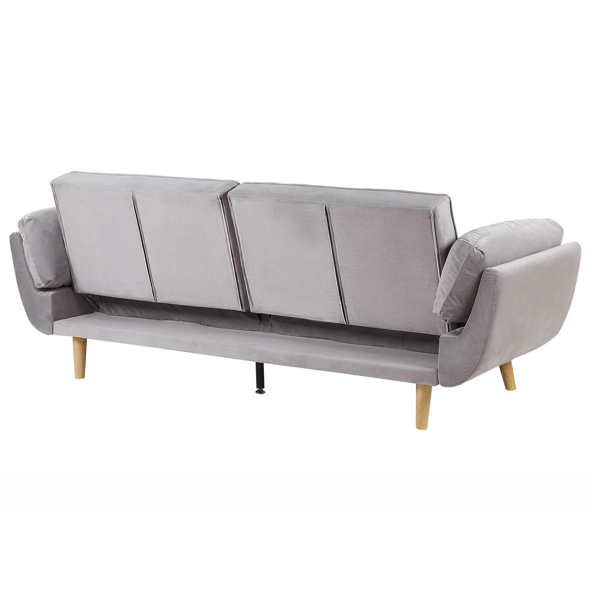 3-SITZER-SCHLAFSOFA Samtstoff Hellgrau Asby - Hellgrau, Textil (218/82/83cm) - Beliani