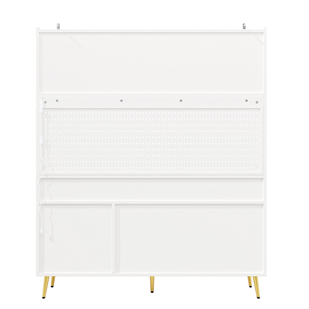 BUFFET 145/39/171 cm weiß aus MDF und Glas mit LED - Weiß, Holzwerkstoff (145/171/39cm) - OKWISH