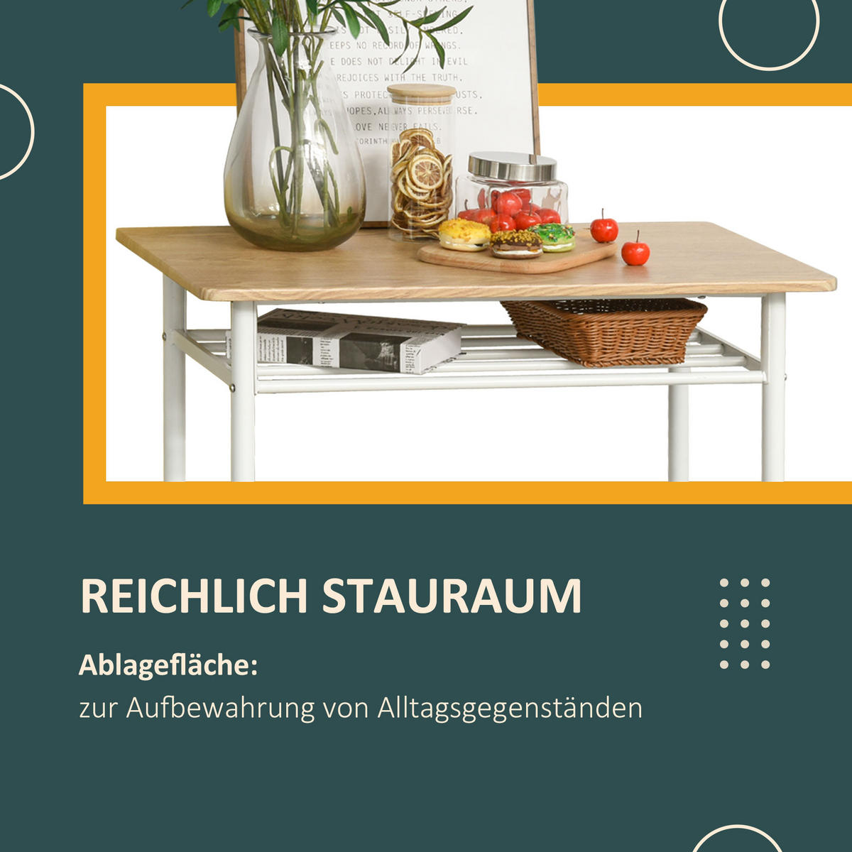 BARTISCH Set 3-teilig Küchentisch mit Stuhl Stehtisch Barhocker Stahl Weiß+Eiche - Weiß, Kunststoff (50/90/80cm) - HOMCOM