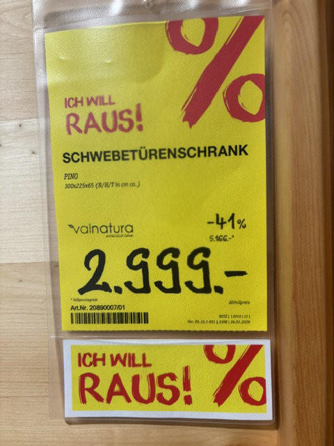 SCHWEBETÜRENSCHRANK PINO - Valnatura