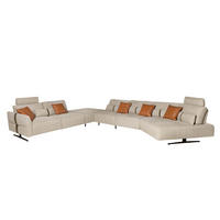 ECKSOFA Modulares Relax-Sofa mit Chaiselongue rechts, Stoff in Sandfarbe 500/305/87 cm - Sandfarben/Schwarz, Textil (500/305cm) - ANGEL CERDA