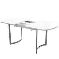 ESSTISCH Ausziehbarer 140/180/80 cm weiß mit versilberten Tischbeinen - Weiß, Holzwerkstoff (180/80/75cm) - OKWISH