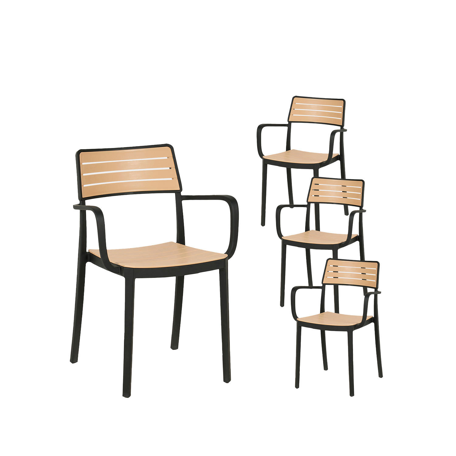 GARTENSTUHL Hilda Zweifarbig 54 cm x 80 cm 4er-Set - Multicolor, Kunststoff (54/80/54cm) - Klast Home