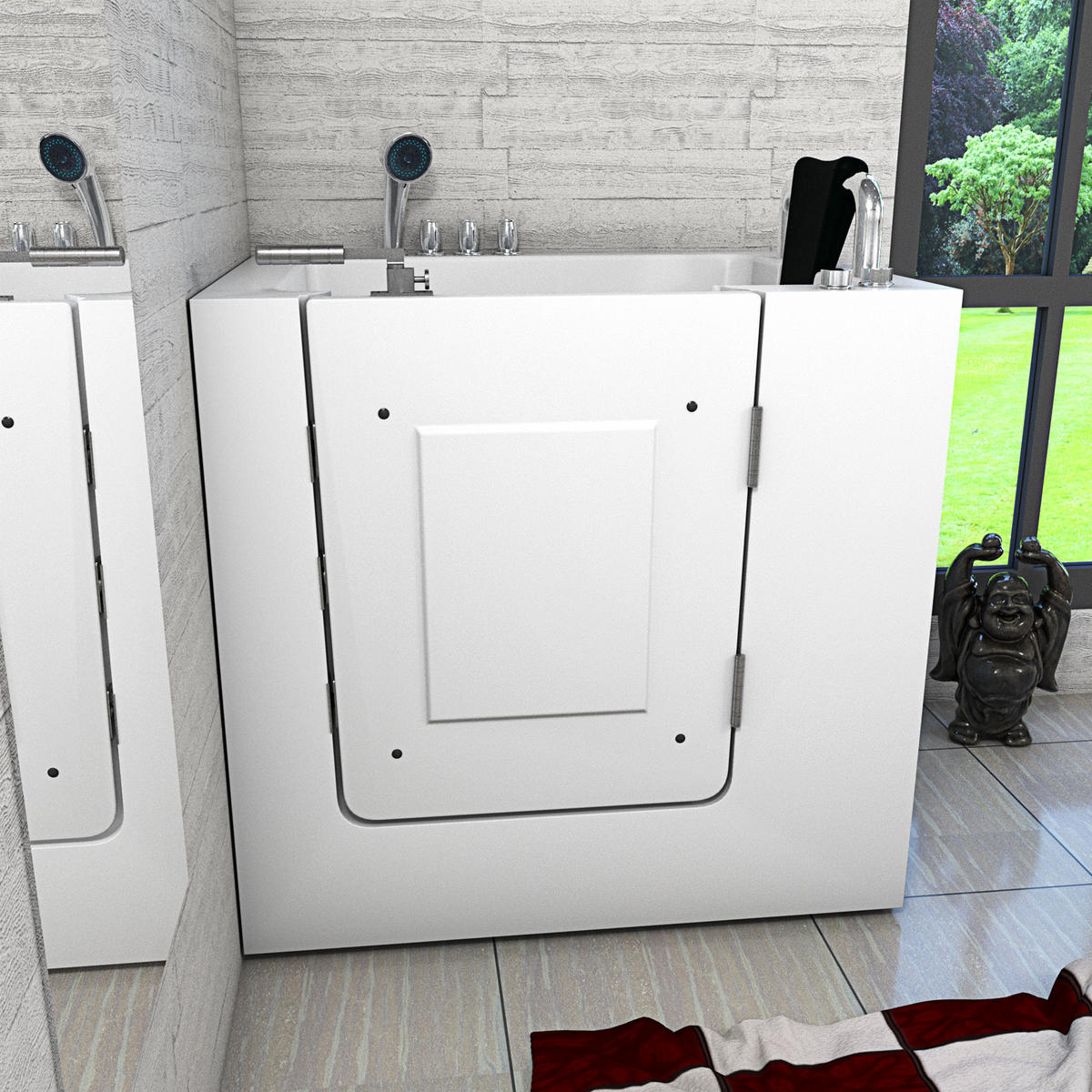 SENIORENWANNE S02-TH-A-R Weiß - Weiß, Glas/Kunststoff (100/113/78cm) - AcquaVapore by Sandra Jentho