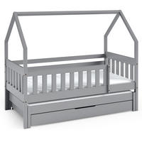 KINDERBETT Holzbett LUMBE, Hausform - Grau, Holz (80/160cm) - KONSIMO®