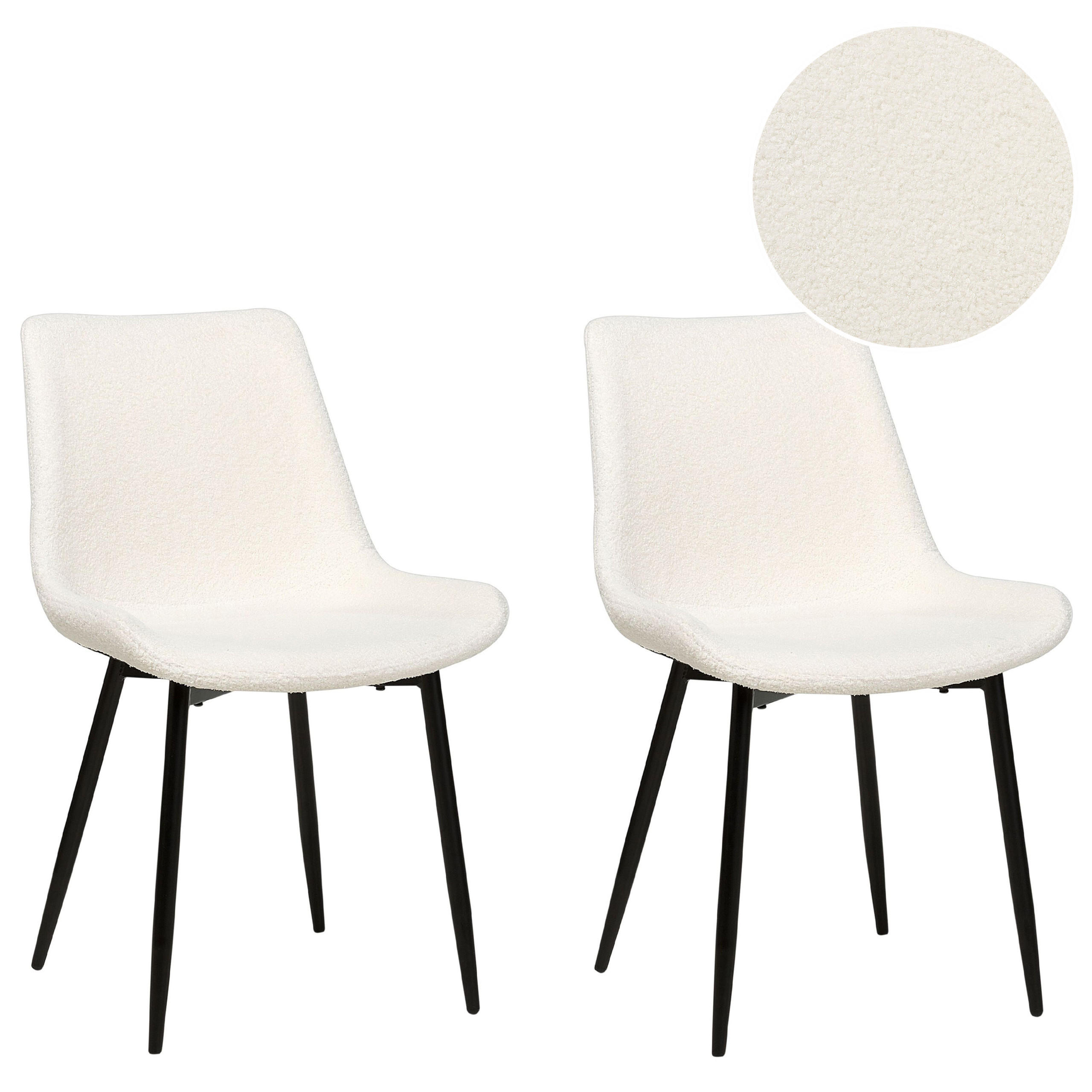 JÍDELNÍ ŽIDLE sada 2 ks Polyester Bílá Avilla - bílá, kov/textil (51/82/59cm) - Beliani