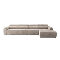 5-SITZER modulares Ecksofa VEER SET 2 Rechts, 175x379 cm, Chenille Webstoff Beige - Beige/Schwarz, Holz/Kunststoff (175/379cm) - Muffo