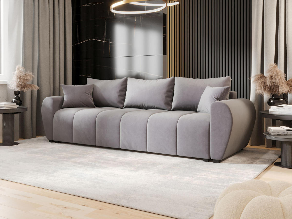SOFA MOLISA mit Schlaffunktion ITAKA 50 mit Stauraum - Hellgrau, Textil (86/82/246cm) - Bedante