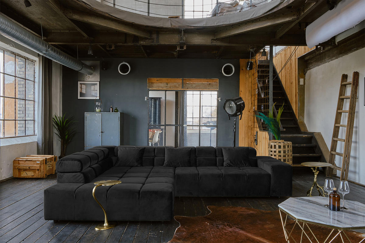 ECKSOFA NEVADA Schwarz Velvet - Schwarz, Textil (319/215cm) - KAWOLA