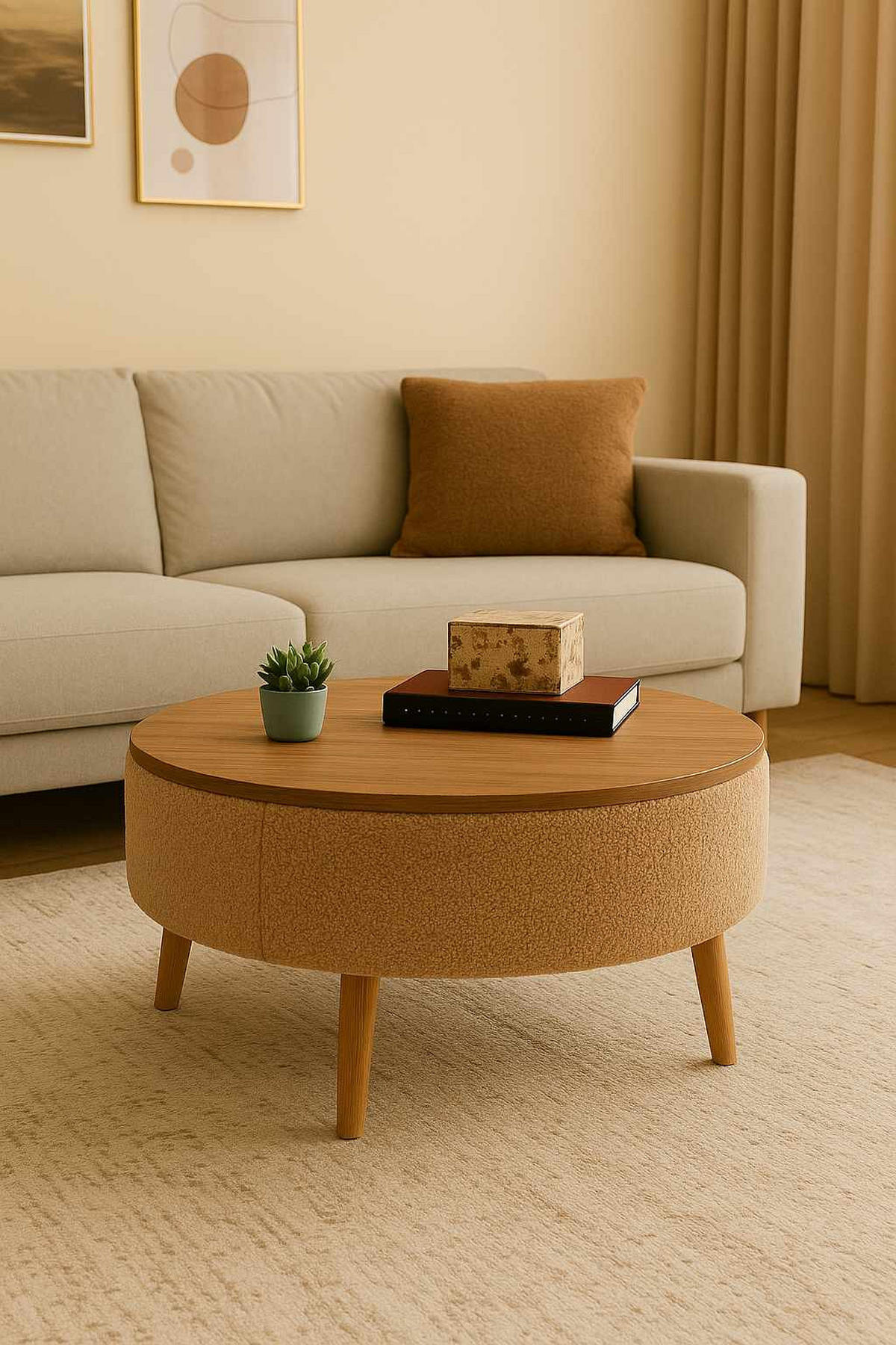 COUCHTISCH Iris Travertin - Beige, Holz (50/80/40cm) - Habitat Garten