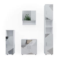 BADMÖBEL-SET Irma Weiß Hochglanz mit Einsätzen 4 Teile mit Hochschrank - Weiß Hochglanz, Holzwerkstoff (80/58.6/41cm) - Vicco