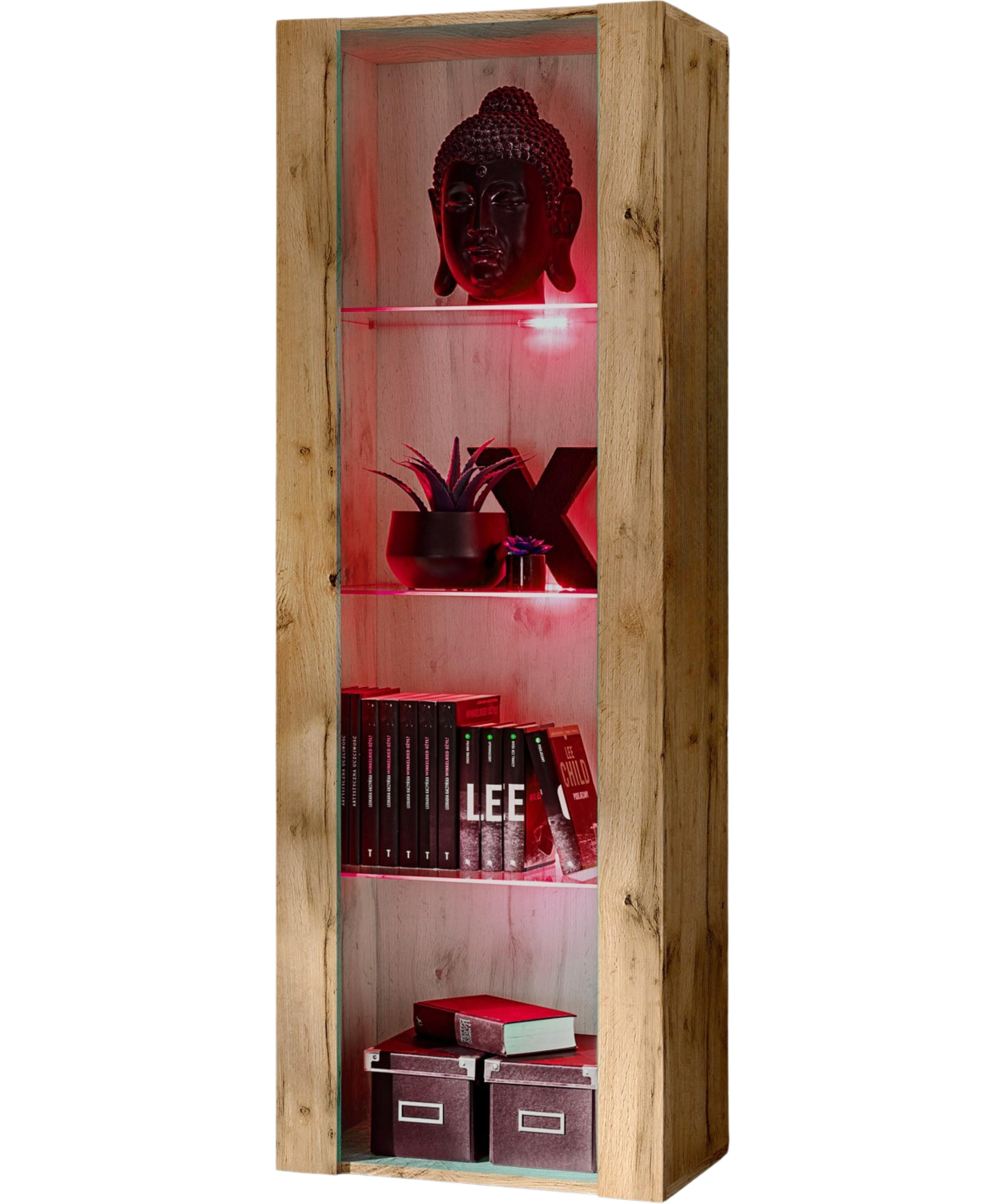 Komodee Vitrine Eiche Wotan, Eiche Wotan 55x159x35 cm