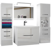 BADMÖBEL Badezimmer Weiß Glänzend - Weiß Hochglanz, Holz (140/113/40cm) - B BELINI GROUP