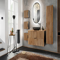 BADMÖBEL-SET 8 Teile - Xilo X BM04 in Wotan Oak/Gray Rock - Eiche Wotan/Schwarz, Holz/Metall (100/140/46.5cm)