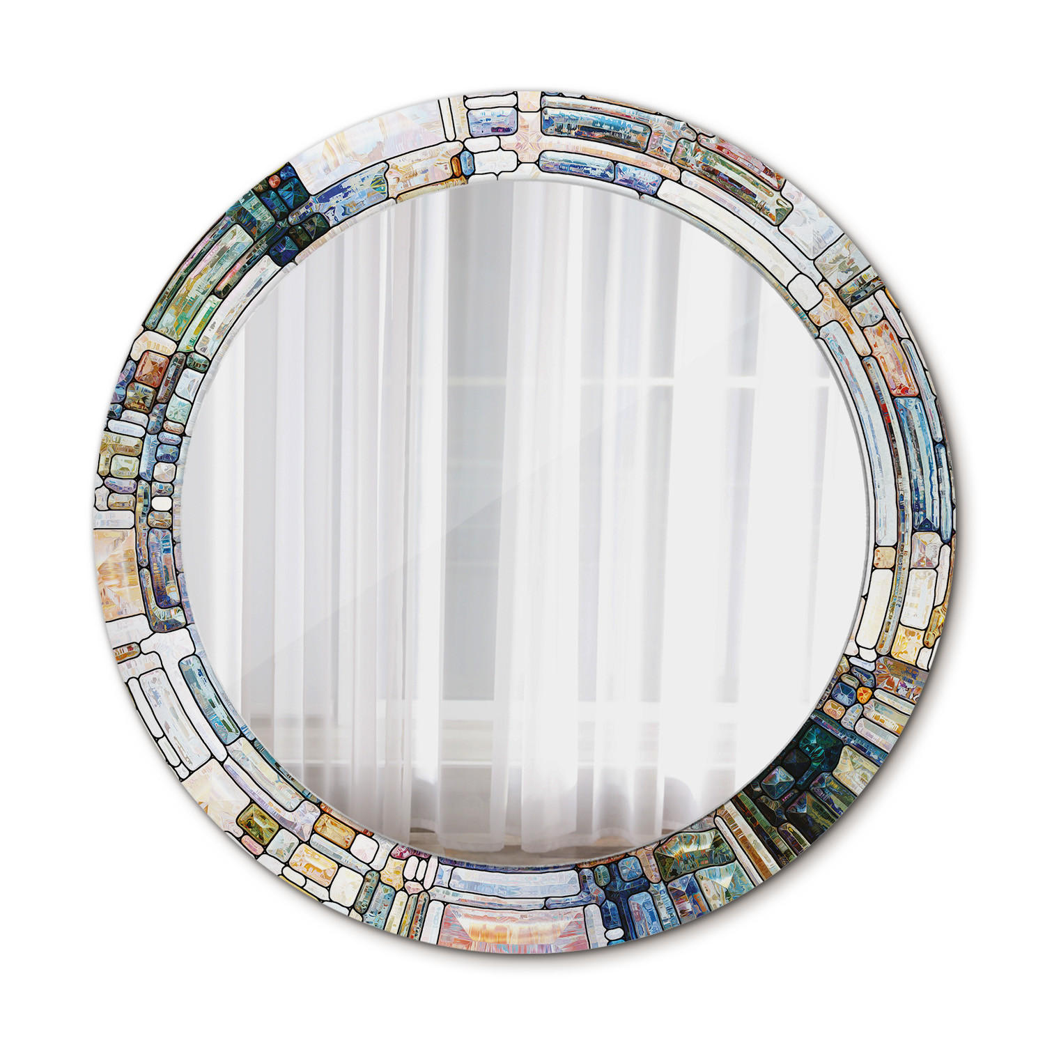 SPIEGEL Ø70 cm Rund mit Aufdruck - Perlmutt, Glas (70/70/0.4cm) - TULUP