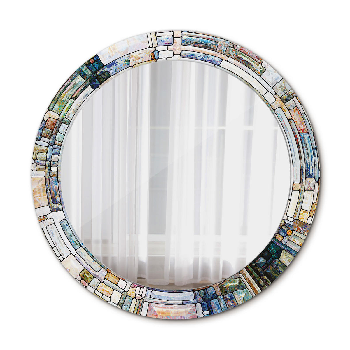 SPIEGEL Ø70 cm Rund mit Aufdruck - Perlmutt, Glas (70/70/0.4cm) - TULUP