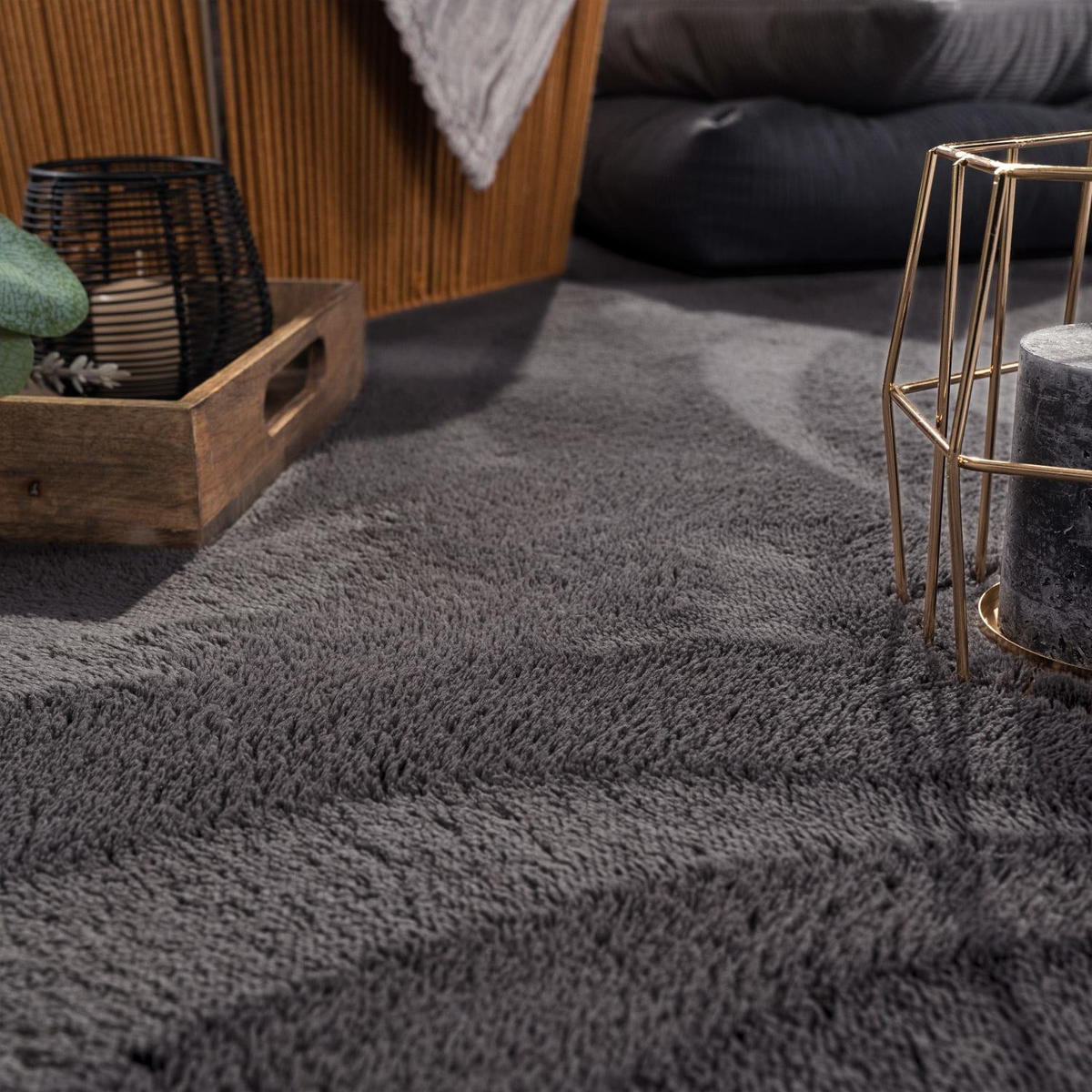 KURZFLORTEPPICH 200/200 cm Cadiz 630 - Anthrazit, Kunststoff (200/200cm) - Paco Home