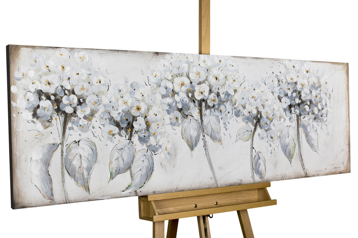 ACRYLBILD HANDGEMALT 150/50 cm - Weiß, Holz/Textil (150/50cm) - KUNSTLOFT