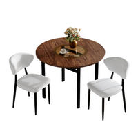 ESSGRUPPE DE-39356 3-teilig, mit 2 PU-Sesseln und Glasintarsie Braun/Weiß - Weiß, Metall (100/76/100cm) - ComfortXL