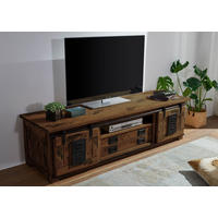 TV-BOARD Mango 180x55x50 braun lackiert RAILWAY #446 - Braun, Holz (180/50/55cm) - Massivmoebel24