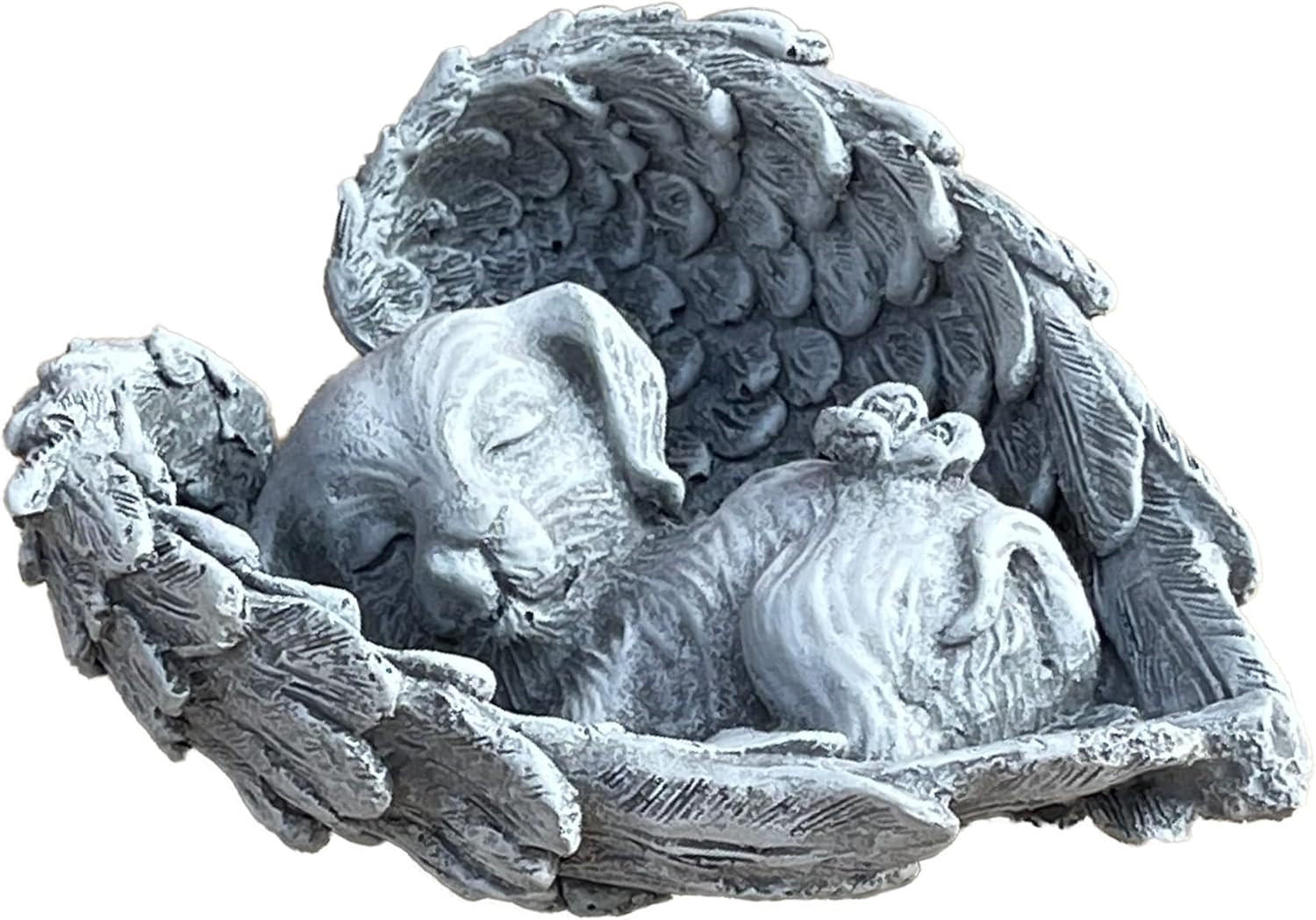 STEINFIGUR Hund im Flügel frostfest Steinguss Grabschmuck - Grau, Stein (11/5/8cm) - stoneandstyle