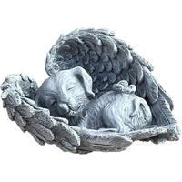 STEINFIGUR Hund im Flügel frostfest Steinguss Grabschmuck - Grau, Stein (11/5/8cm) - stoneandstyle