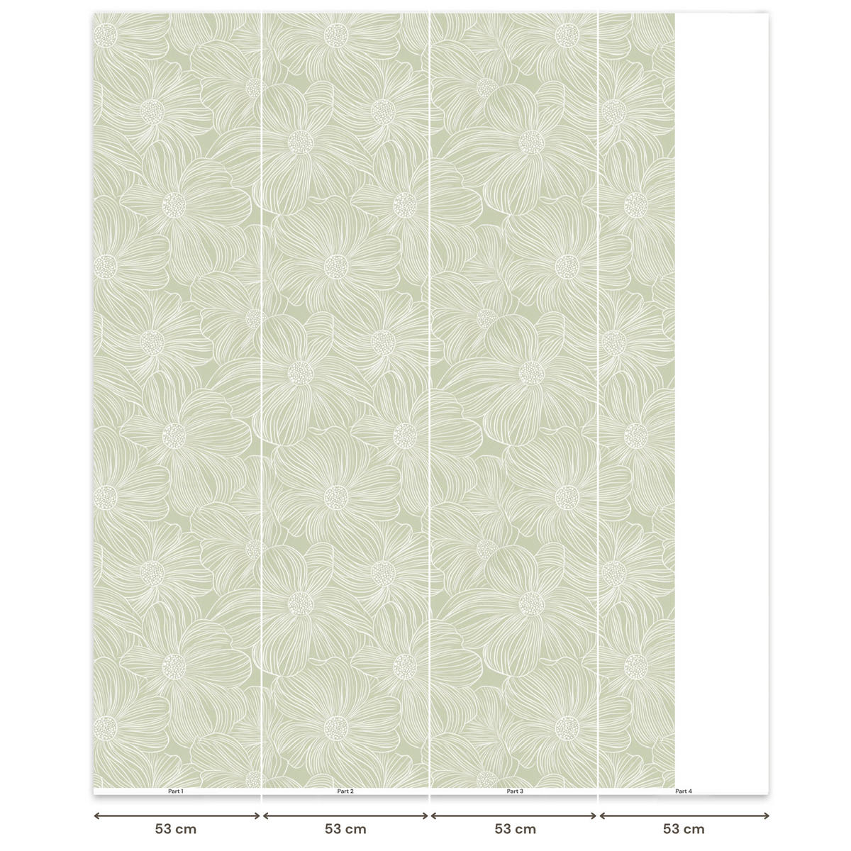 TAPETE - Gelassenheit - Blumen - Grün - 200x260 cm - Salbeigrün, Papier (200/260cm) - OnlyWow