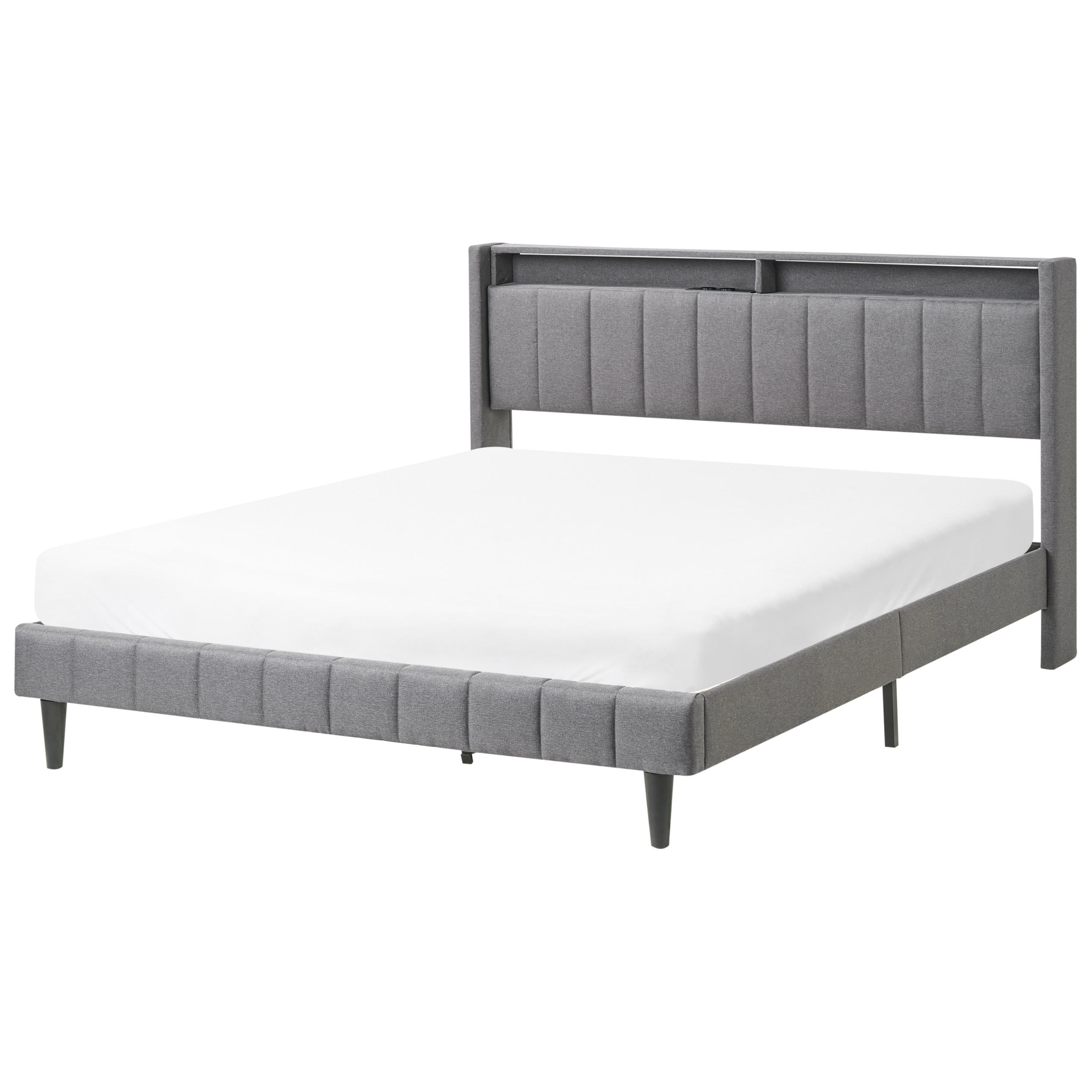 Beliani POSTEL s LED 160/200 cm Látka Tmavě šedá Beaulieu