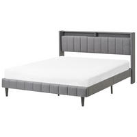 BETT mit LED 160/200 cm Stoff Dunkelgrau Beaulieu - Dunkelgrau, Textil (160/200cm) - Beliani