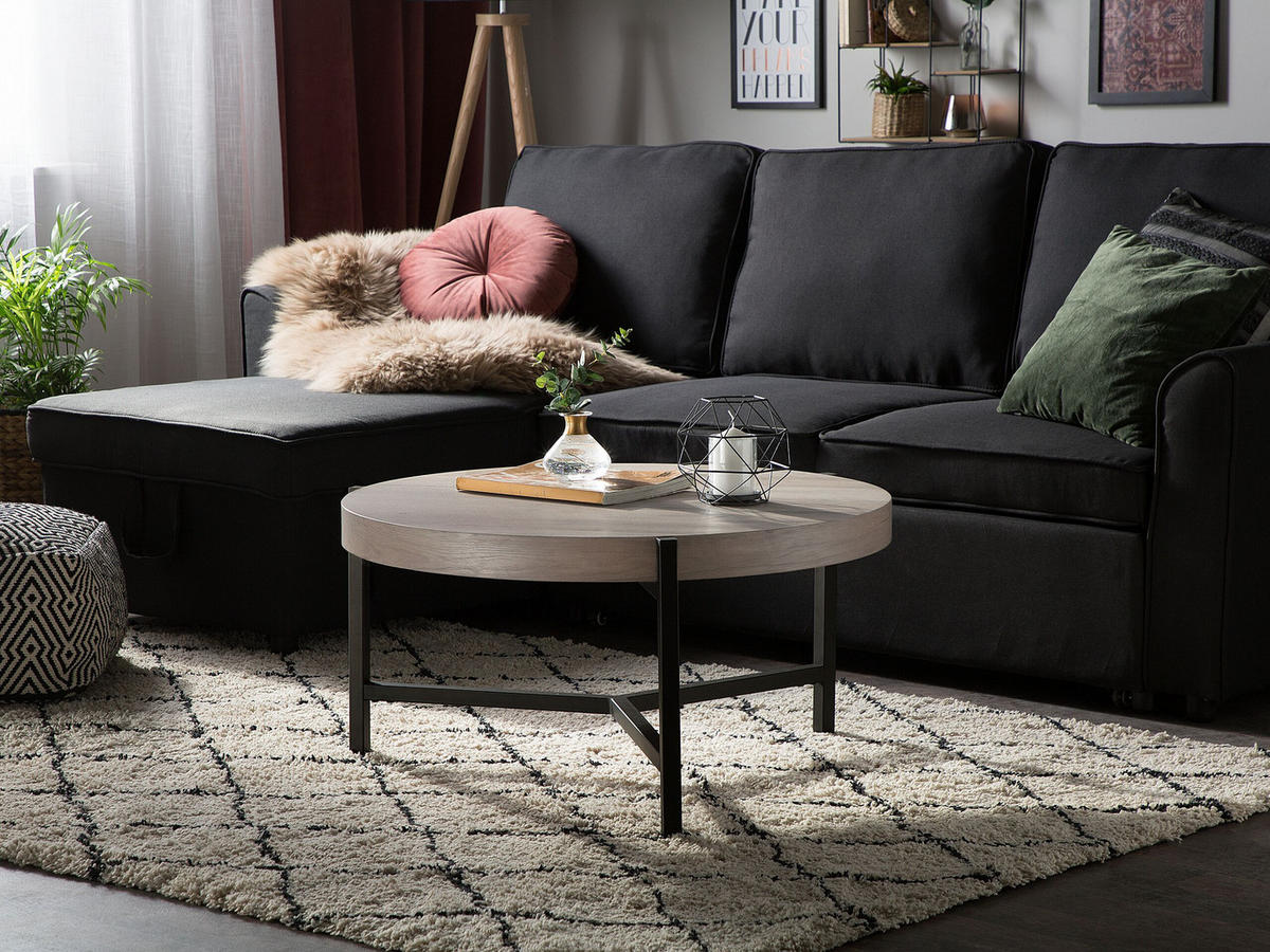 COUCHTISCH heller Holzfarbton 70 cm Bonita - Hellbraun/Schwarz, Holzwerkstoff (70/70/42cm) - Beliani
