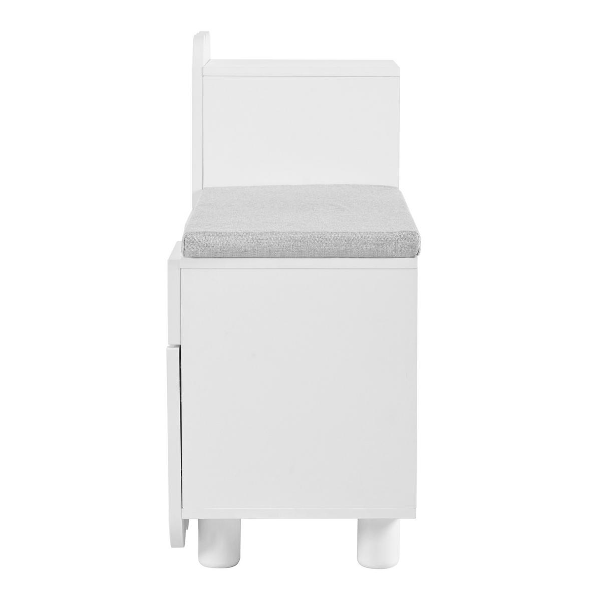 SCHUHSCHRANK 90/35/74,5 cm in Weiß mit Sitzpolster und Schublade - Weiß, Holzwerkstoff (90/74.5/35cm) - Flora Grace