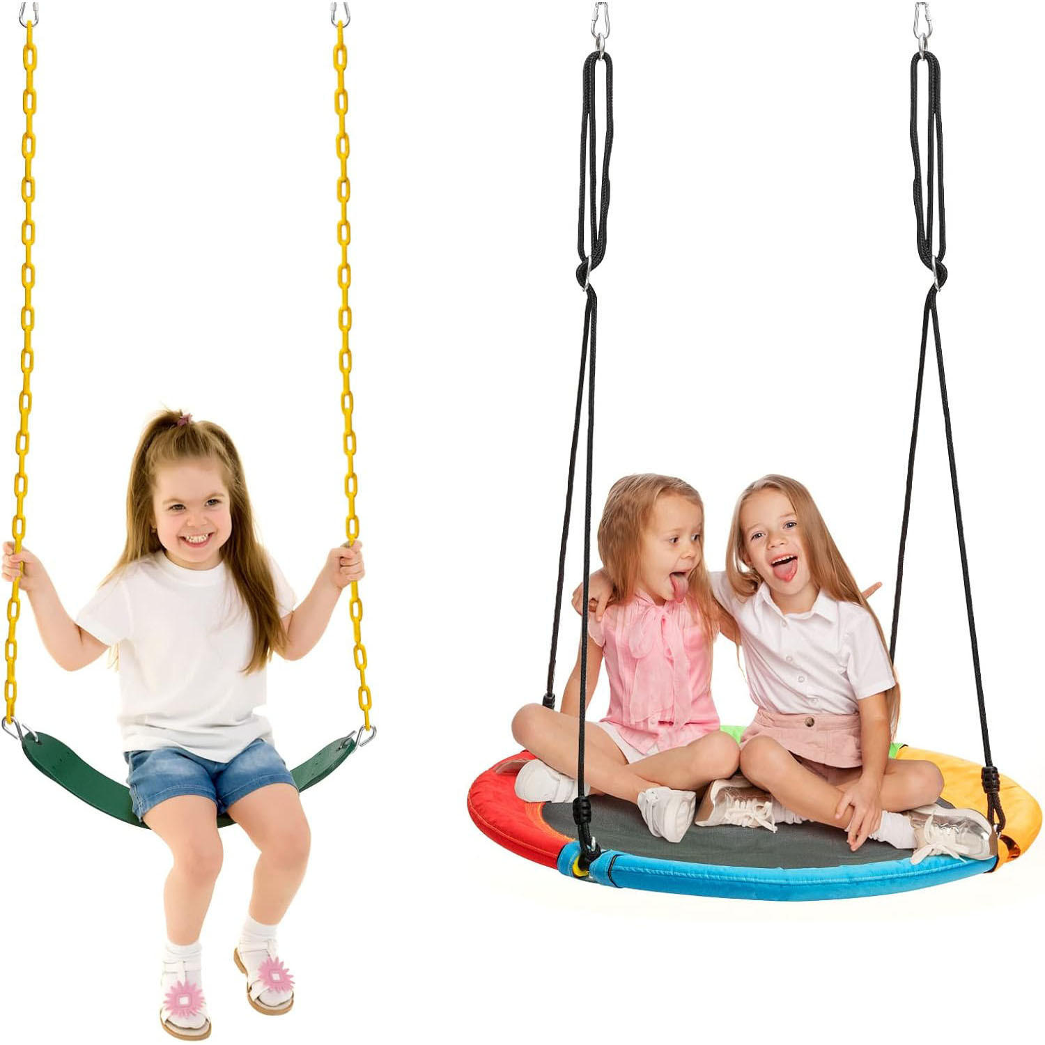 KINDERSCHAUKEL Blau-gelb - Multicolor, Metall (249/181.5/185cm) - COSTWAY