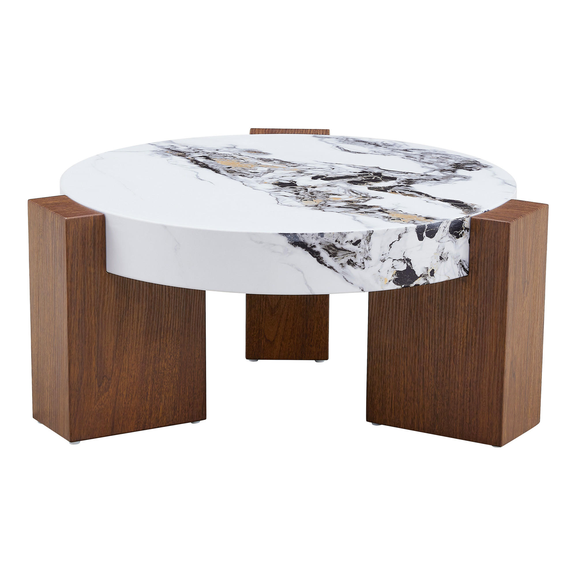 COUCHTISCH-SET 61/30 cm & 44 cm aus MDF und Glas, Nussbaumoptik mit Ablage - Nussbaumfarben, Holzwerkstoff (61/61/30cm) - Flora Grace