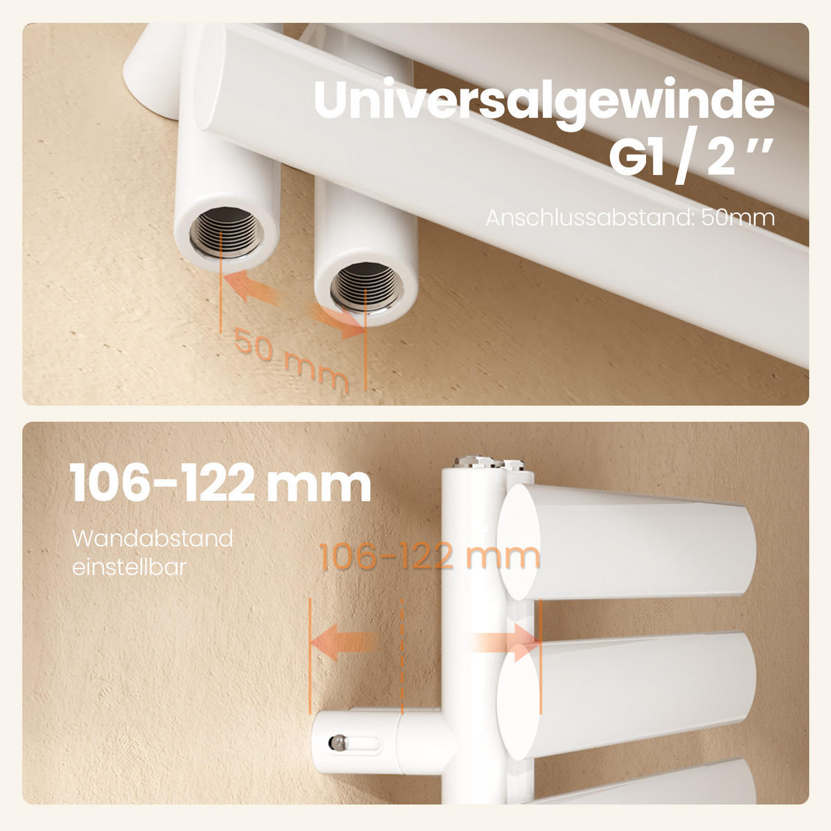 HEIZKÖRPER wasserführend Weiß 174/50/6,6 cm - Weiß, Metall (50/174/6.6cm) - EMKE