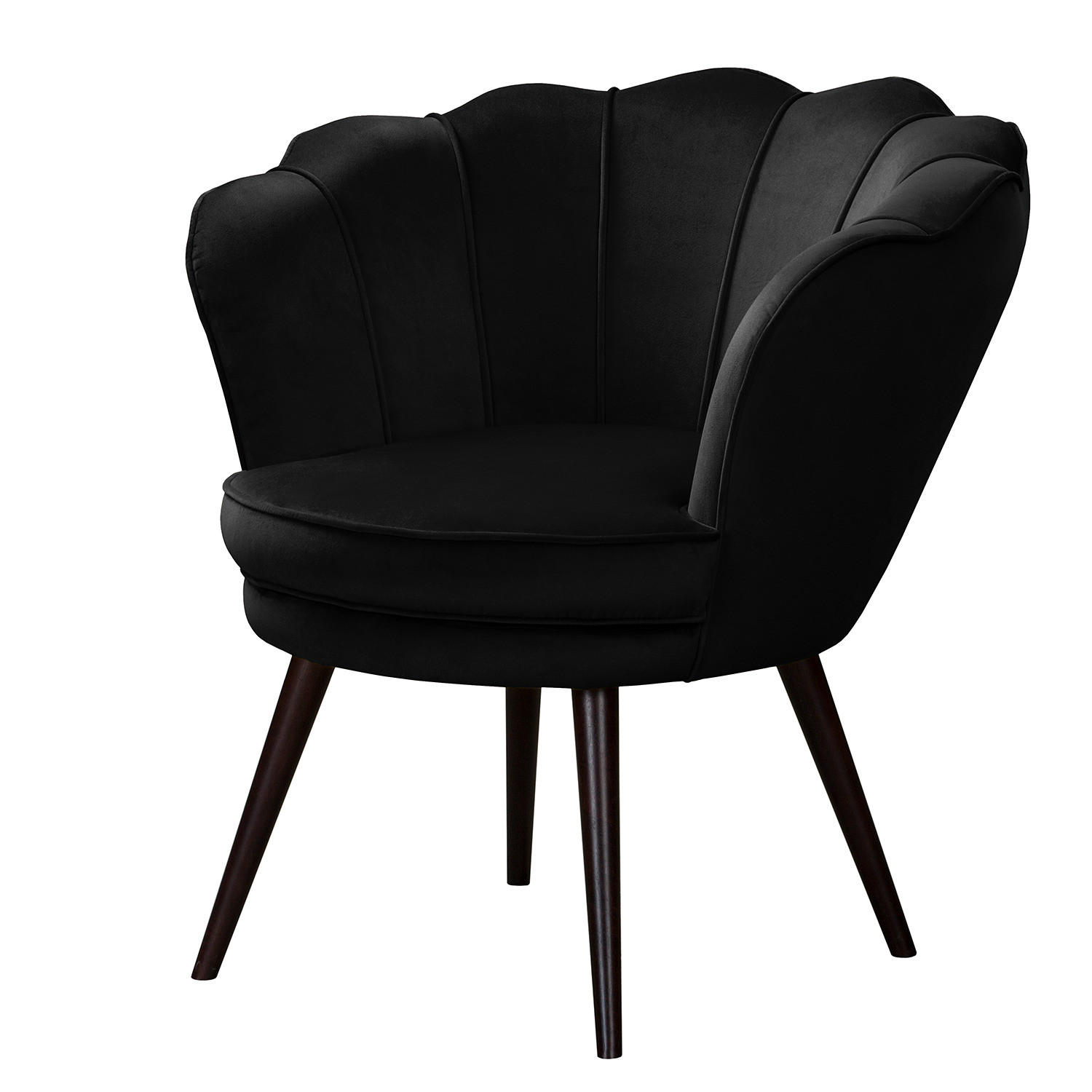 SESSEL - Samt, Füße Dunkel - Dunkelbraun/Schwarz, Birkenholz/Textil (75/74/75cm) - home24