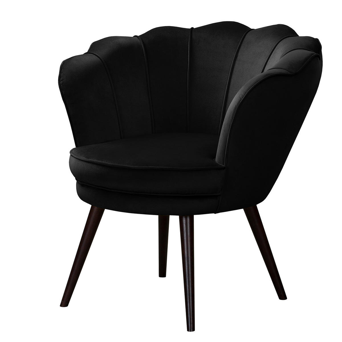 SESSEL - Samt, Füße Dunkel - Dunkelbraun/Schwarz, Birkenholz/Textil (75/74/75cm) - home24