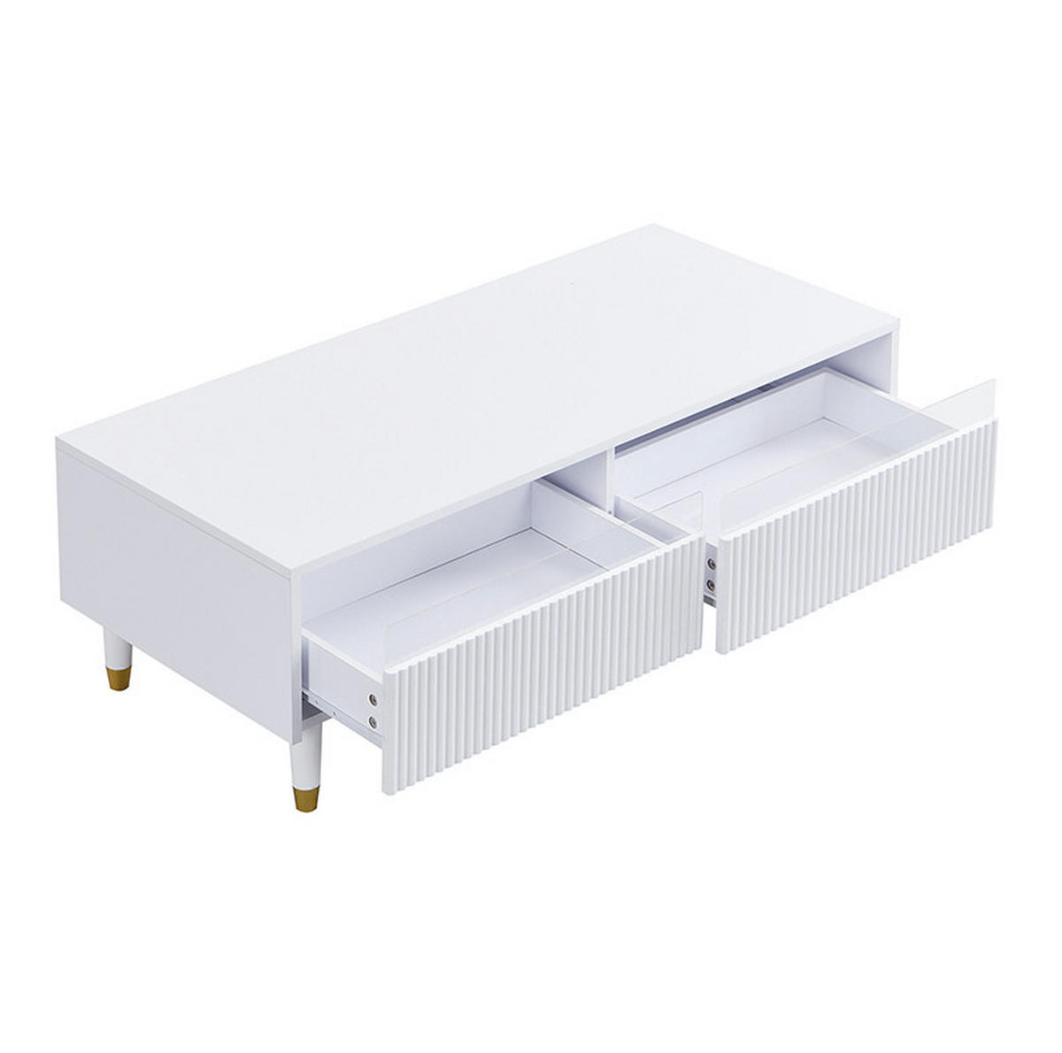 TV-ELEMENT-SET Weiß mit LED-Beleuchtung, 178/35/45 cm und Couchtisch 110/50/40 cm - Weiß, Holzwerkstoff (178/45/35cm) - Flora Grace