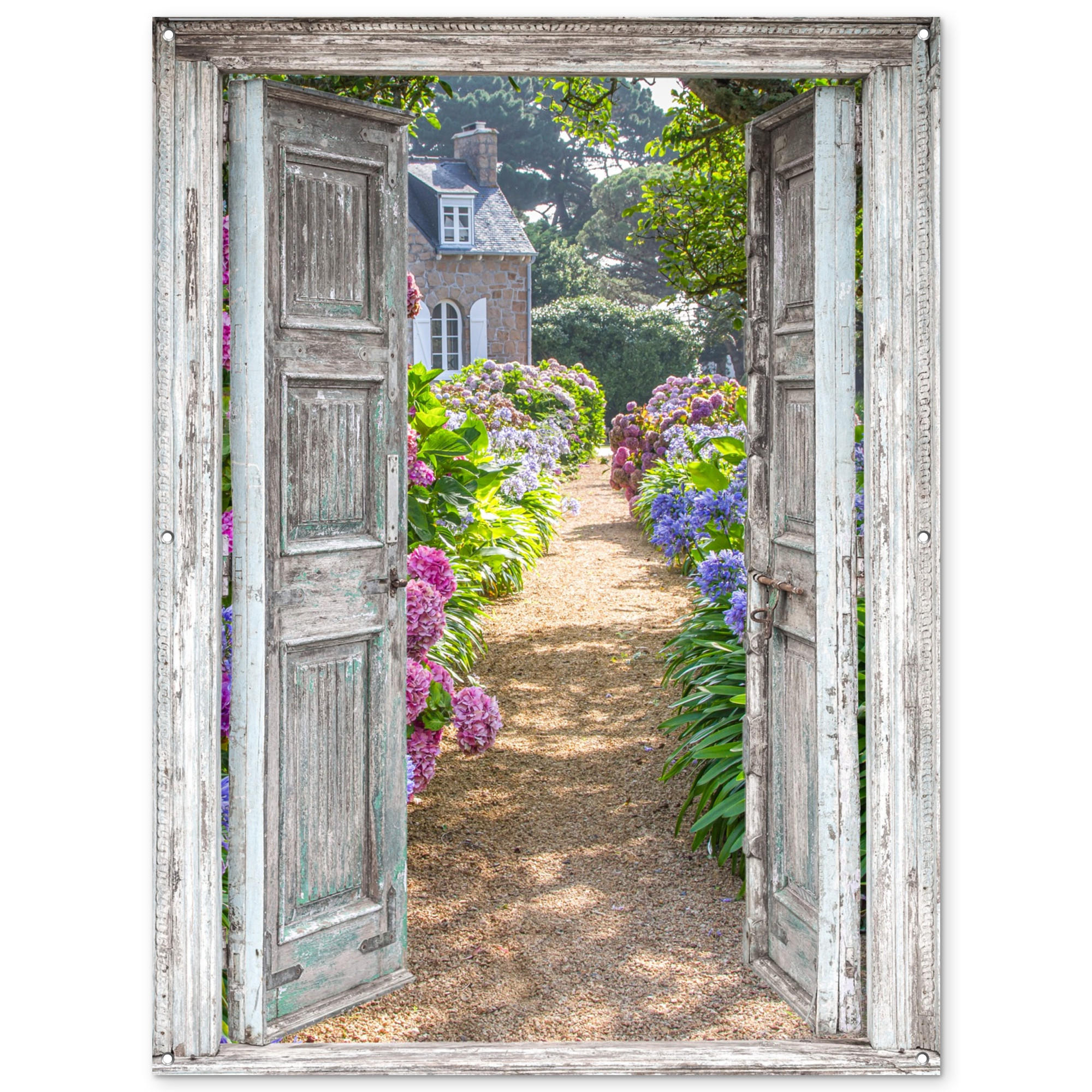 VRTNI PLAKAT Vrtna vrata 120x160 cm - svetlo siva, umetna masa (120/160/0.2cm) - OnlyWow