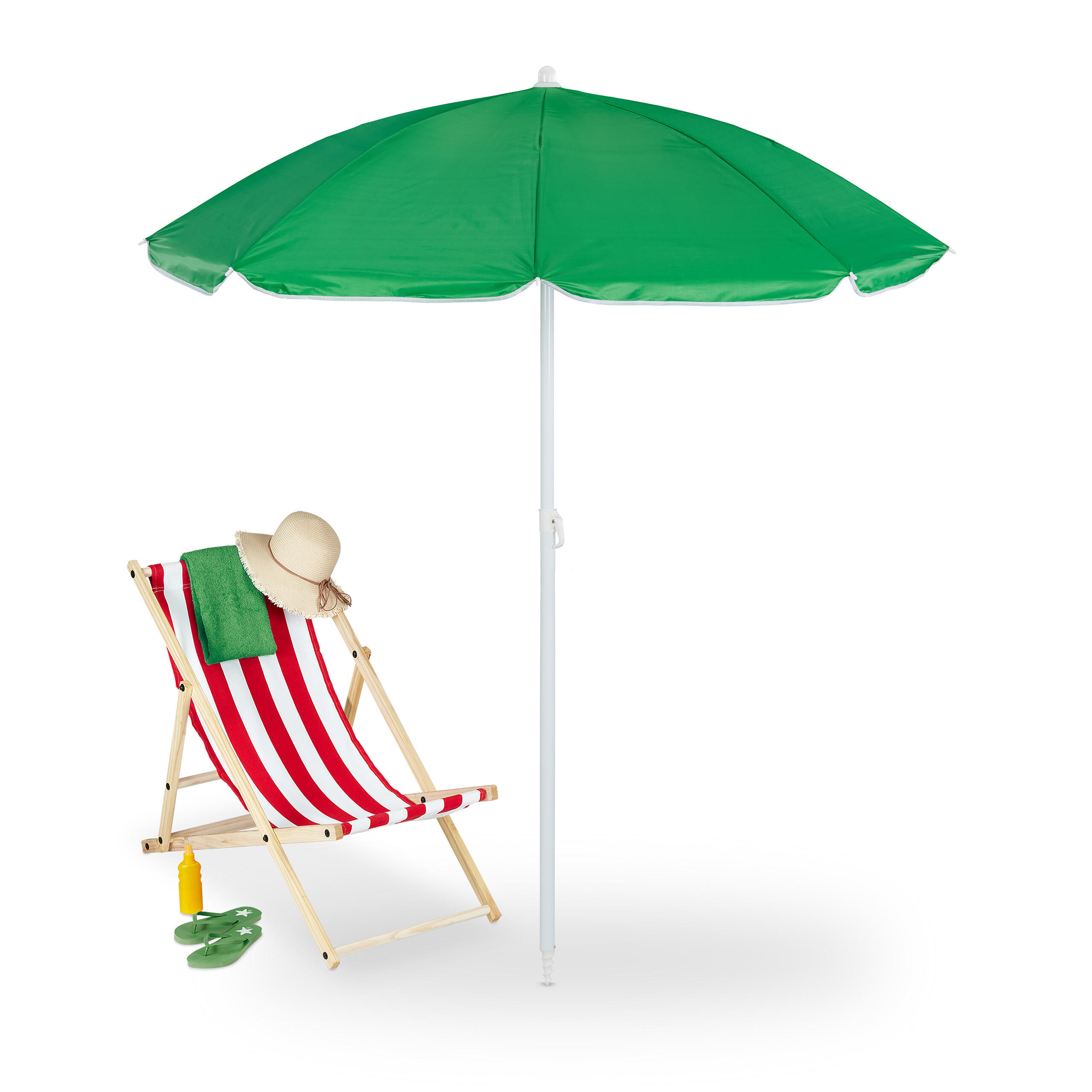 SONNENSCHIRM - Grün, Textil/Metall (160/160cm) - Relaxdays