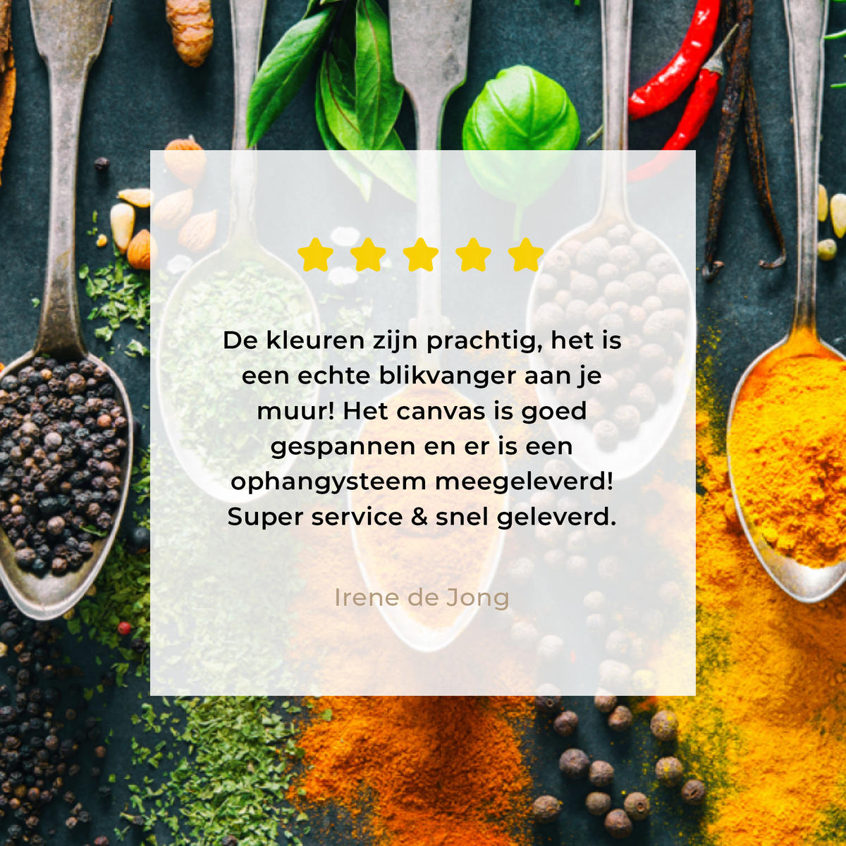 LEINWANDBILD Kräuter - Gewürze - Löffel Wandbild 40x30 cm - Currygelb, Textil (40/30cm) - MuchoWow