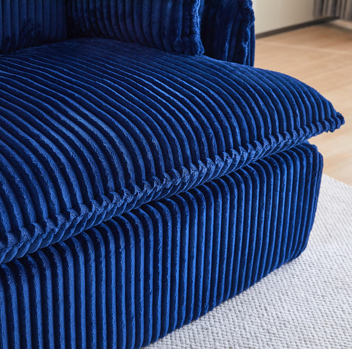 SESSEL mit Hocker 115 x 89 x 77 cm Stoff Blau 2-tlg. - Blau, Kunststoff (89/77/115cm) - Meubliv