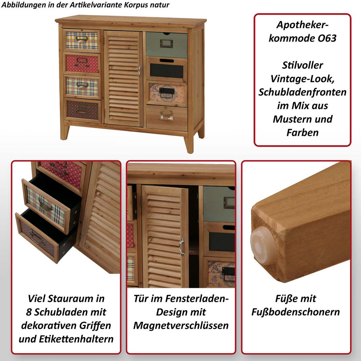 APOTHEKERKOMMODE Braun - Braun, Holz (91/80/40cm) - MCW