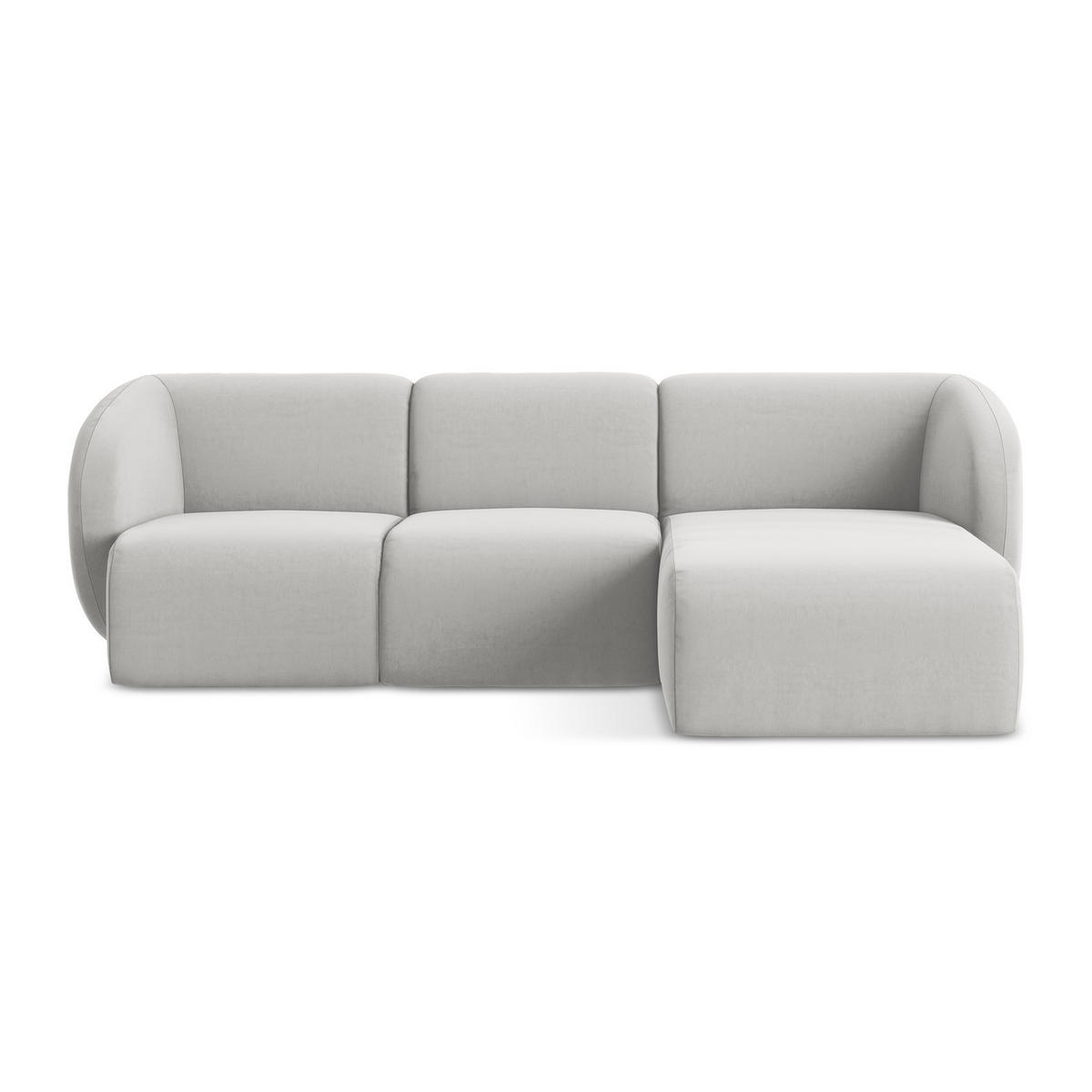 ECKSOFA Rechts Samt Stoff Grau - Silberfarben/Schwarz, Holzwerkstoff/Kunststoff (248/166cm) - LaMiaSofa