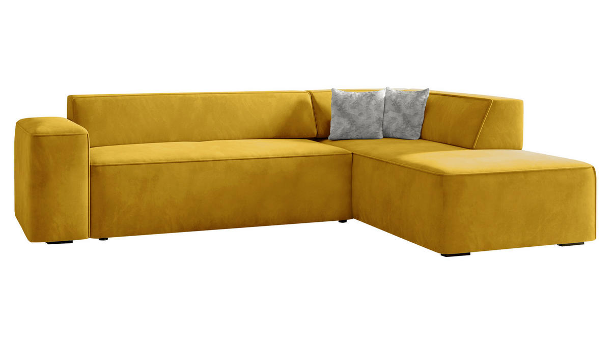 ECKSOFA Lordin Premium, Seite: Rechts - Gelb, Holz/Textil (267/205cm) - MIRJAN24