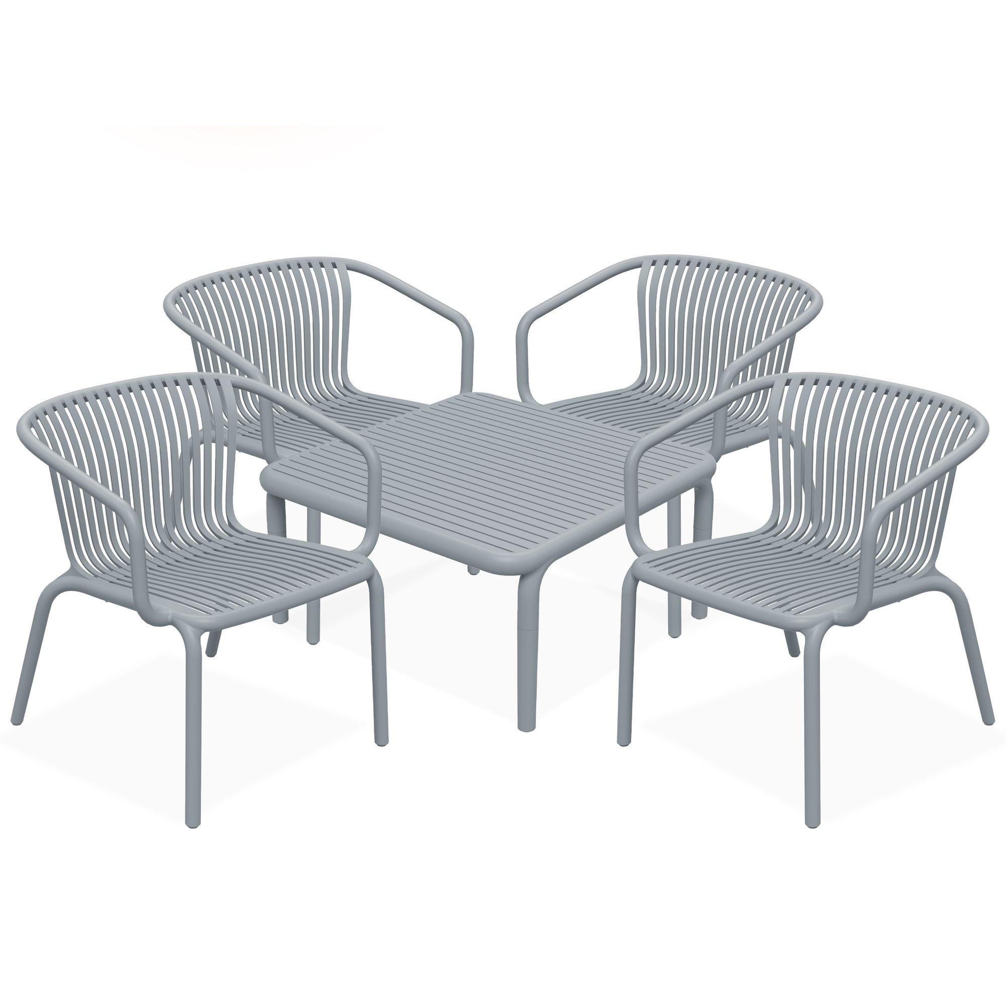 GARTEN ESSGRUPPE FICCARI, Gartenmöbel-Set 5-tlg, Grau - Grau, Kunststoff - KONSIMO®
