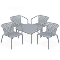 GARTEN ESSGRUPPE FICCARI, Gartenmöbel-Set 5-tlg, Grau - Grau, Kunststoff - KONSIMO®