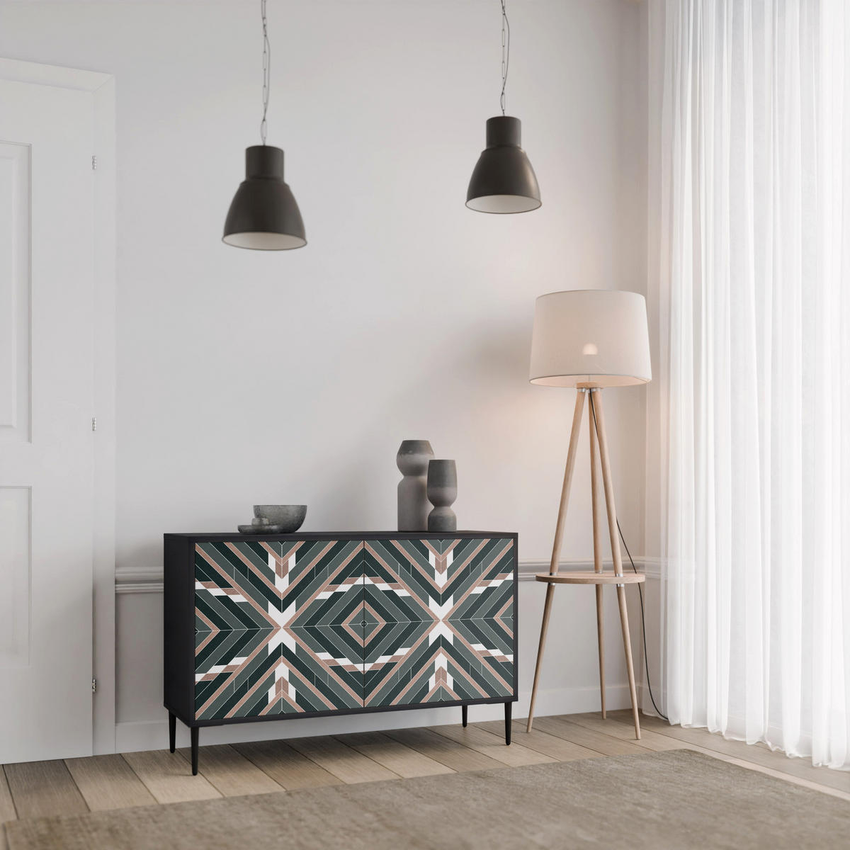 SIDEBOARD DIMENSION DELIGHTS, Eicheneffekt, 111x42x77,5 cm, 2 Türen - Eichefarben/Buchefarben, Holzwerkstoff/Buchenholz (111/77.5/42cm) - SpaceRebels